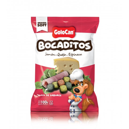 Bocaditos Jamon Queso y Espinaca  de Golocan 100g