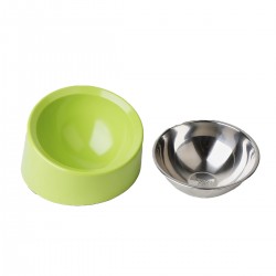 Comedero Inclinado de melamina con bowl de acero inoxidable - Verde