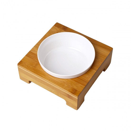 Comedero/Bebedero de Bamboo con bowl de melamina - Medium