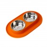 Comedero/bebedero doble de silicona con bowl de acero inoxidable